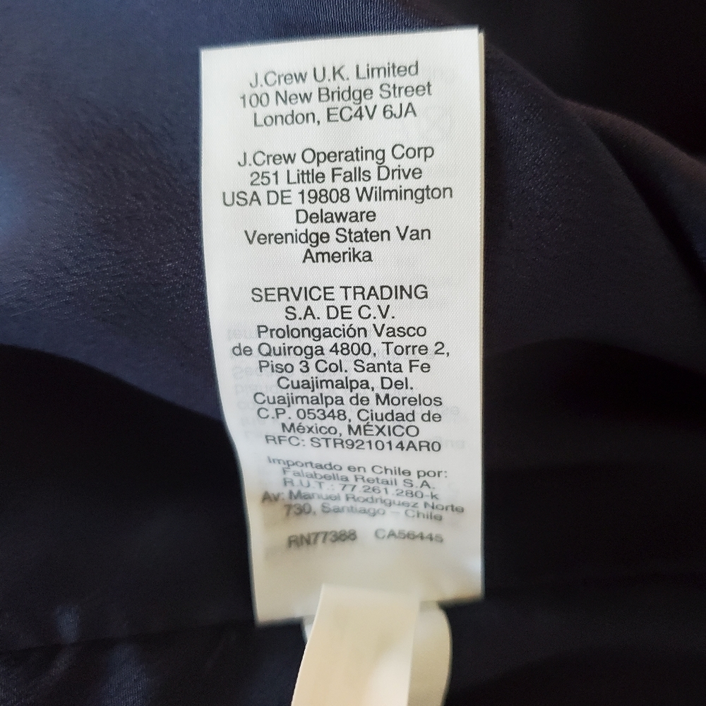 J. CREW XS Shaded Floral Crinkle Chiffon Smocked Top Navy LS Mock Neck Office - Picture 13 of 15
